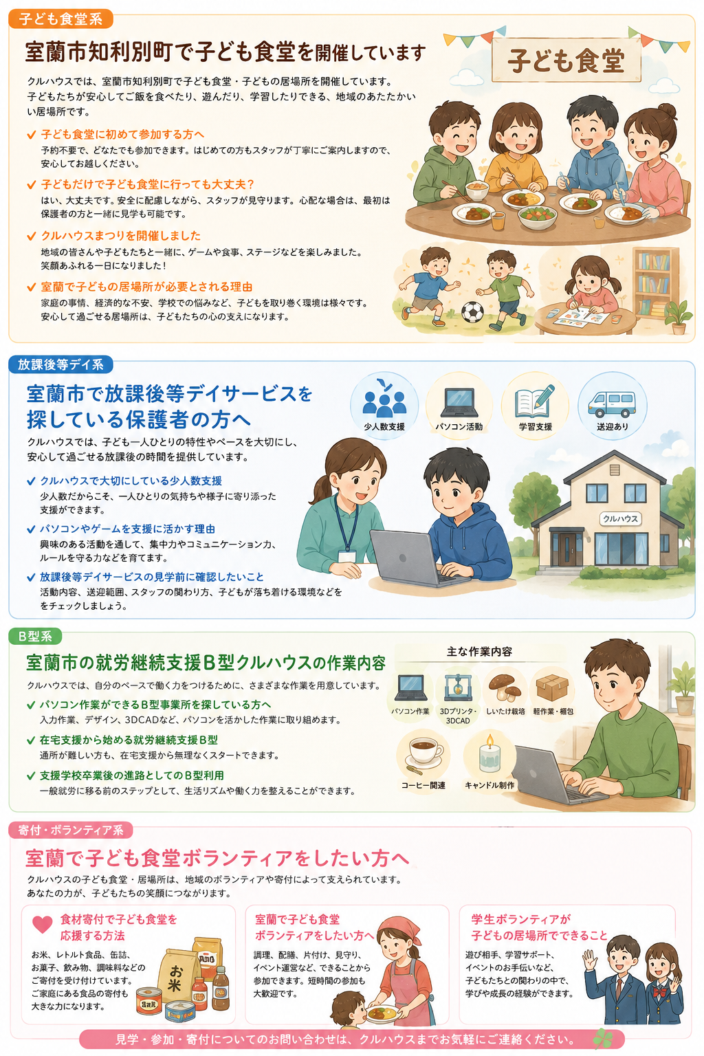 くるくるネットの活動全体を紹介するイラスト